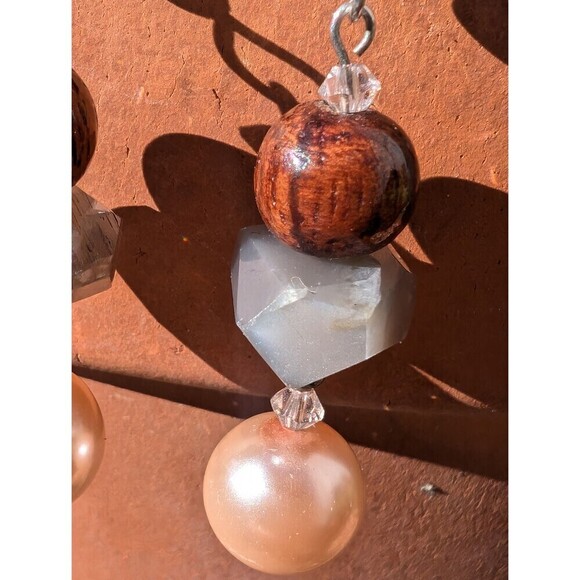 Labradorite & Pearl Earrings, Vintage Mystical Earrings - Picture 4 of 10